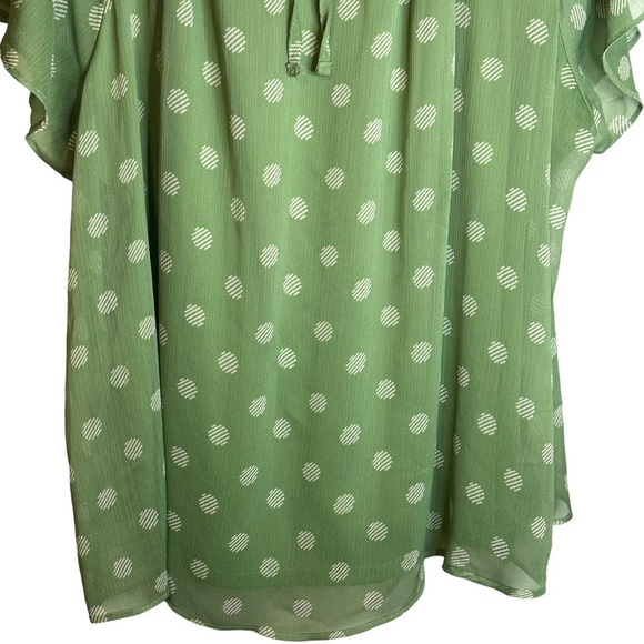 Lauren Conrad LC Green Shirred Top #99336 Circles Lined Polyester Tie Back 3X - Picture 7 of 11